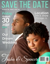 Grey Magazine Style Wedding Invite Flyer (US Letter) template