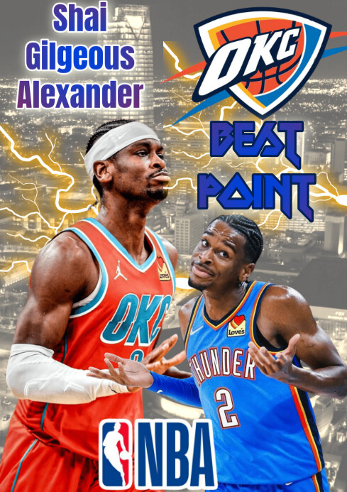 Grey Maksimalis Shai Gilgeous-alexander Oklahoma City Thunder Nba A4 template