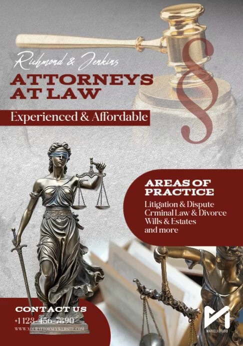 Grey Maroon Professional Law Firm Ad A4 template
