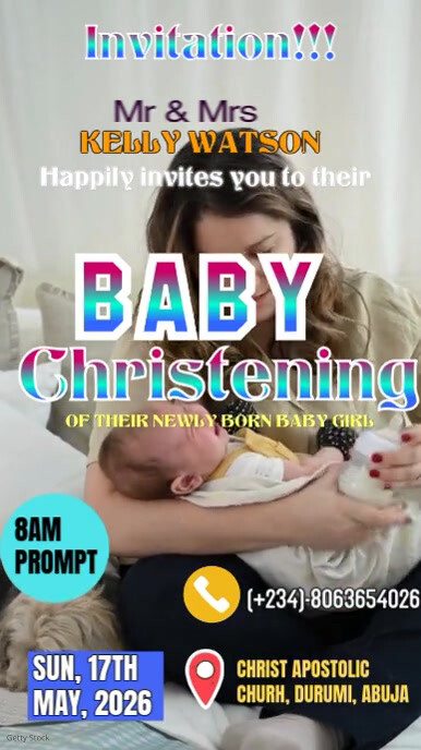 Grey Maximalist Baby Naming Ceremony Instagram Reel template