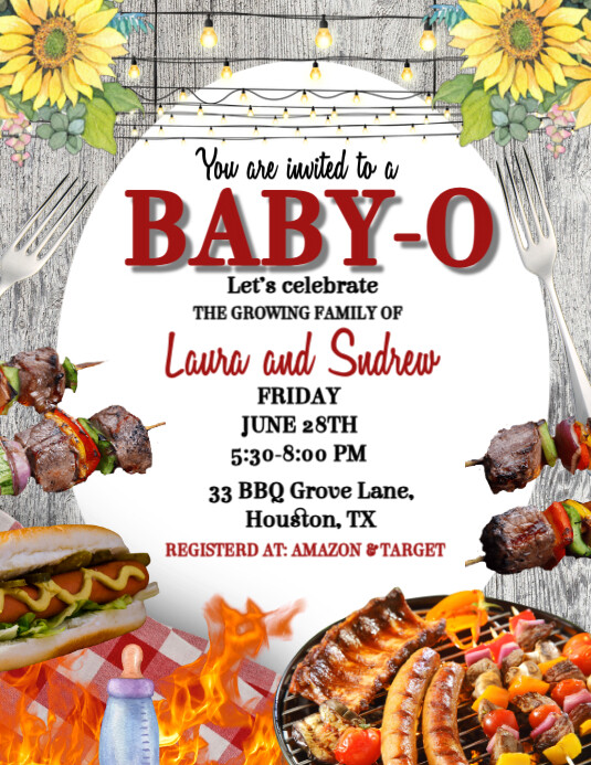 Grey Maximalist Baby-q  Flyer (us Letter) template