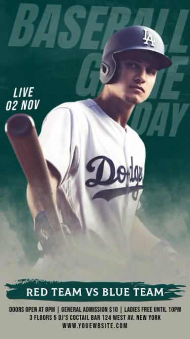 Grey Maximalist Baseball Game Flyer Tiktok Video template