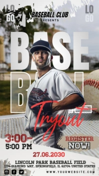 Grey Maximalist Baseball Tryout Instagram Story template
