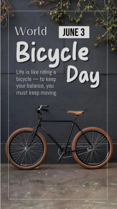 Grey Maximalist Bicycle Day World  Instagram Story template