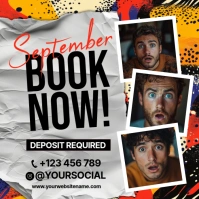 Grey Maximalist Book Now Instagram Post template