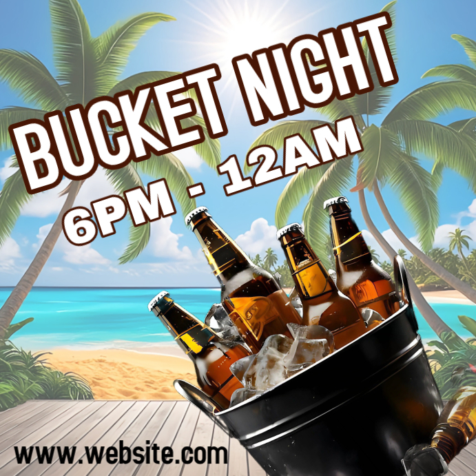 Grey Maximalist Bucket Night / Night Party Instagram Post Template ...