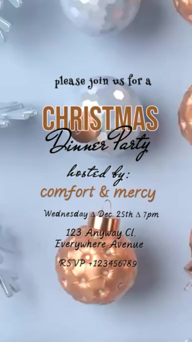 Grey Maximalist Christmas Dinner Party Invite Whatsapp Status Template ...