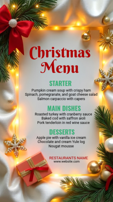 Grey Maximalist Christmas Menu Instagram Story Template | PosterMyWall