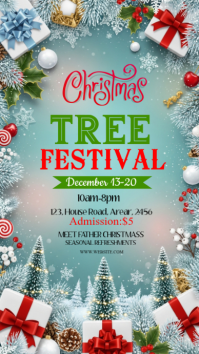 Grey Maximalist Christmas Tree Festival  Instagram Story template