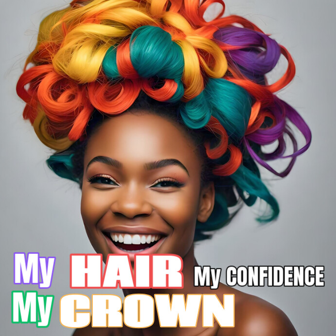 Grey Maximalist Colorful Hair  Instagram Post Instagram-Beitrag template
