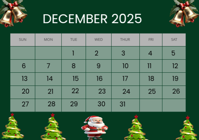 Grey Maximalist December Calendar 2025 A3 Template | PosterMyWall