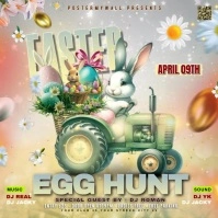 Grey Maximalist Easter Egg Hunnt Video Flyer Square (1:1) template