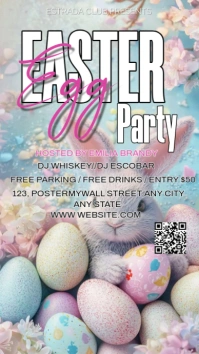 Grey Maximalist Easter Egg Party  Digital Display (9:16) template