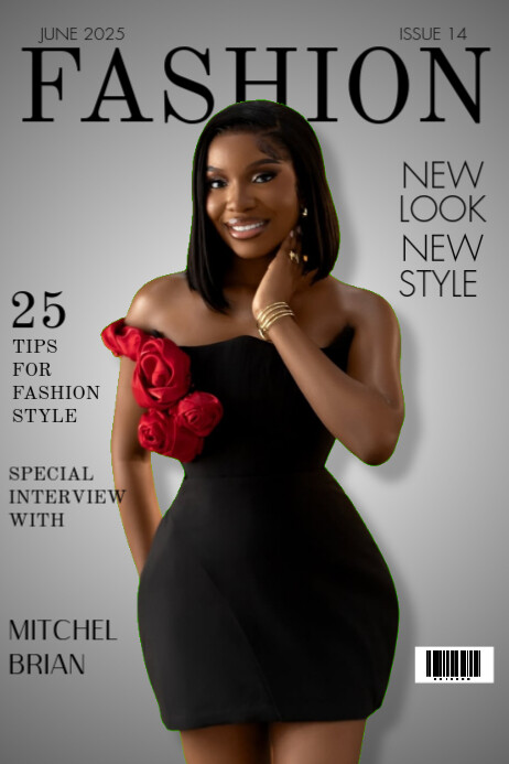 Grey Maximalist Fashion Magazine Model  Poster 海报 template