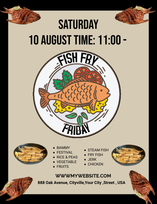 Grey Maximalist Fish Fry Flyer , Sea Food Fly template