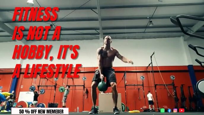Grey Maximalist Fitness Youtube Thumbnail template