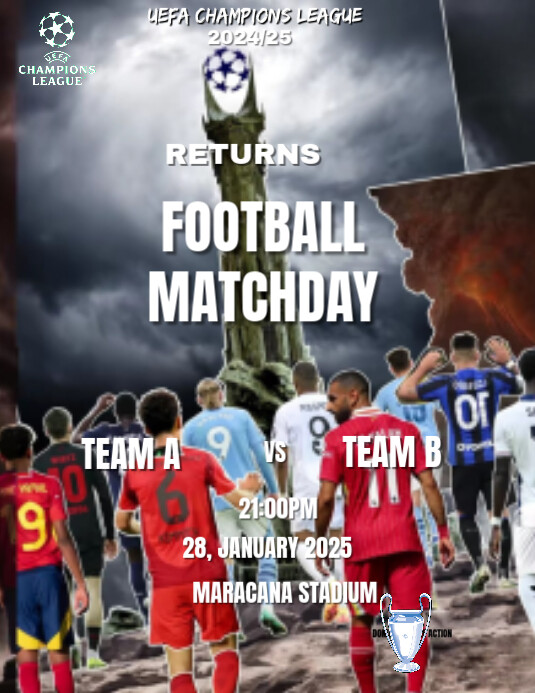 Grey Maximalist Football Matchday Template  Flyer (us Letter)