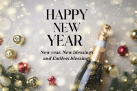 Grey Maximalist Glittering Happy New Year Design  Poster template