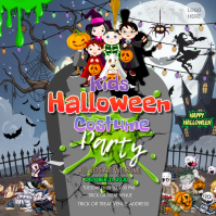 Grey Maximalist Halloween Costume Party Instagram Post Wpis na Instagrama template
