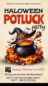 Grey Maximalist Halloween Potluck Party Instagram Story template