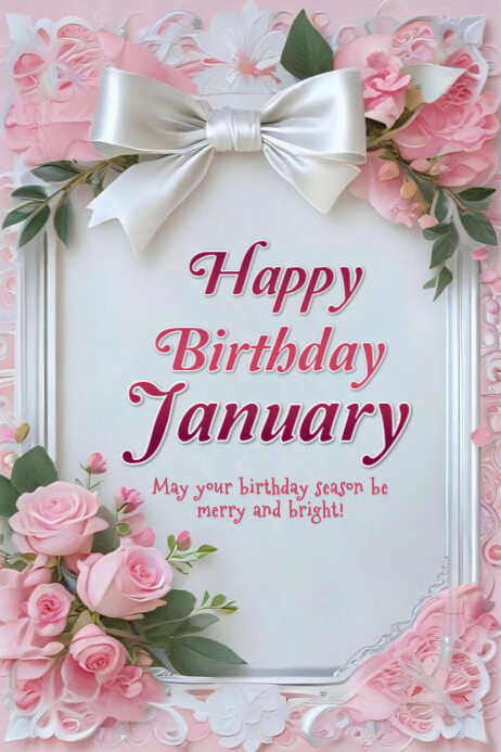 Grey Maximalist Happy Birthday January Banner 4' × 6' Template ...