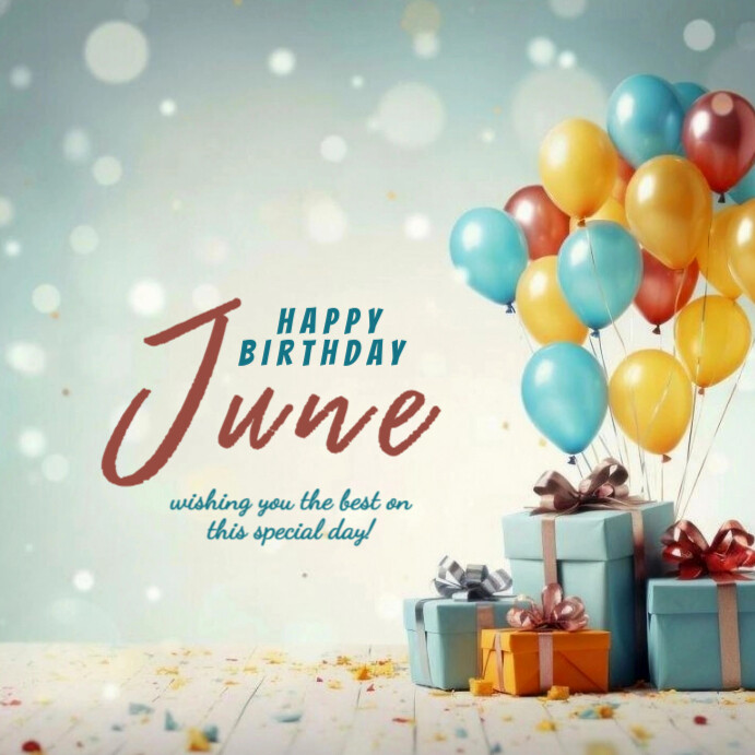 Grey Maximalist Happy Birthday June Instagram Post Template | PosterMyWall
