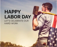 Grey Maximalist Happy Labour Day Celebration Wishes  Medium Rectangle Persegi Panjang Sedang template