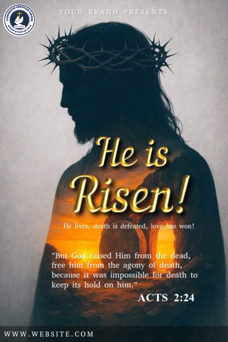 Grey Maximalist He Has Risen Easter Greeting Poster 海报 template