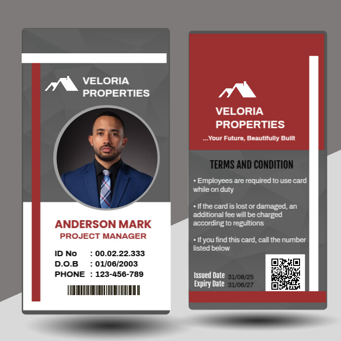 Grey Maximalist Id Card Design Template  Instagram Post