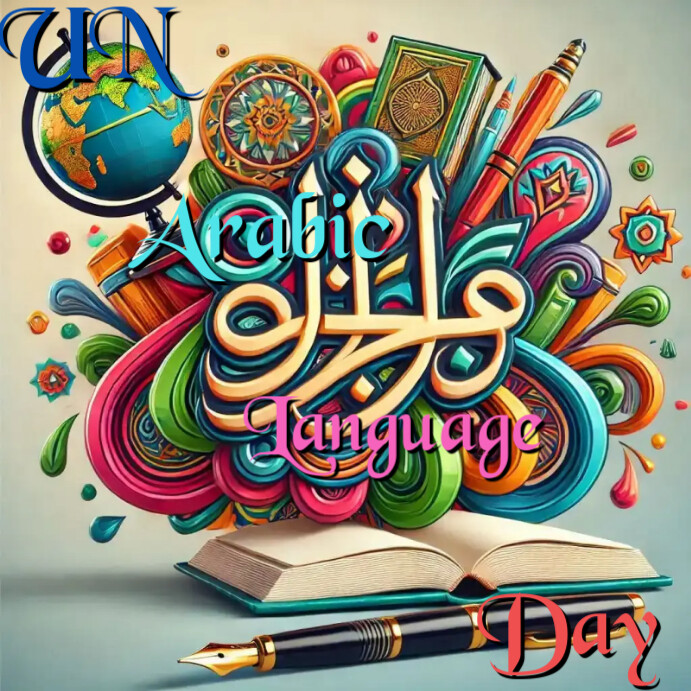 Grey Maximalist In Arabic Language Day Instagram Post Template ...