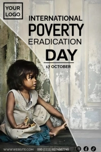 Grey Maximalist International Poverty Day Pinterest Graphic template