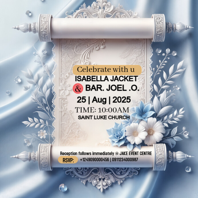 Grey Maximalist Invitation Wedding  Instagram Post template
