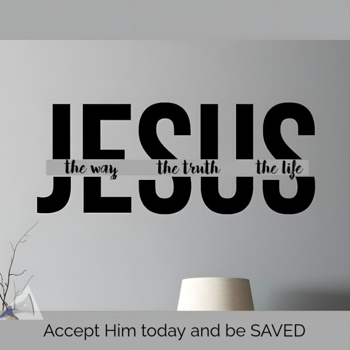 Grey Maximalist Jesus: The Way, The Truth, The Life Instagram Post template