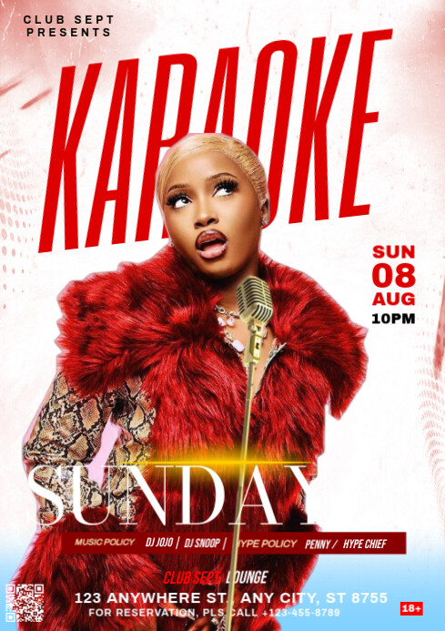 Grey Maximalist Karaoke Sunday  A4 template