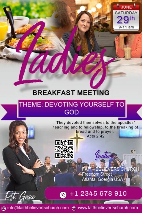 Grey Maximalist Ladies Breakfast Meeting Ad Poster Plakkaat template