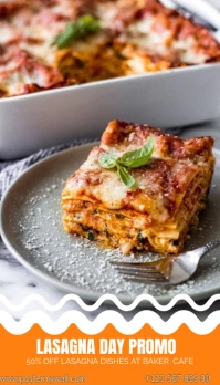 Grey Maximalist Lasagna Day Business Card Kartu Bisnis template