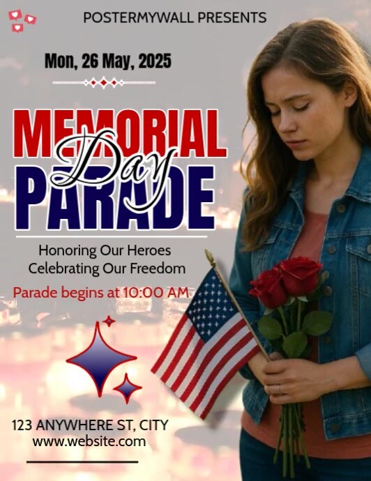 Grey Maximalist Memorial Day Parade  Flyer (us Letter) template