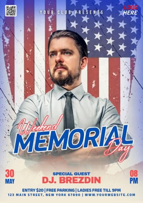 Grey Maximalist Memorial Day Party A5 template