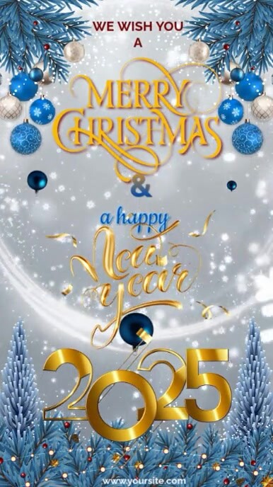 Modèle Grey Maximalist Merry Christmas And Happy New Year 2025 ...