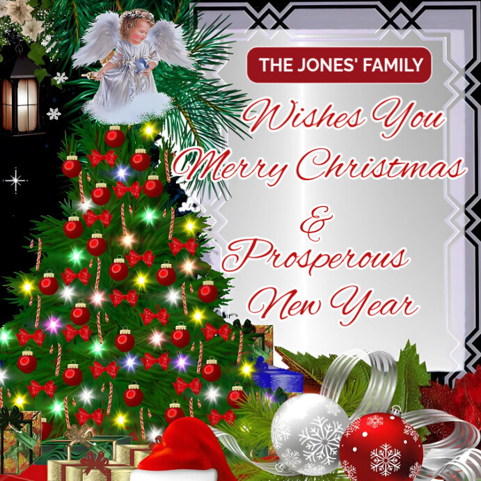 Grey Maximalist Merry Christmas And Happy New Year Instagram Post ...