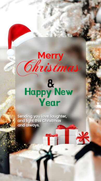 Grey Maximalist Merry Christmas Happy New Year Whatsapp Status Template ...