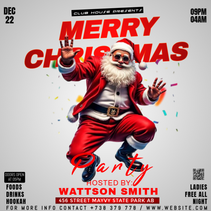 Grey Maximalist Merry Christmas Party Instagram Post Template ...