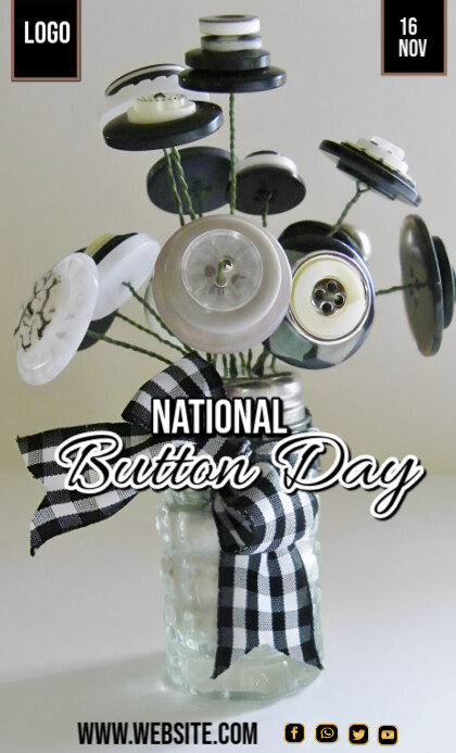 Grey Maximalist National Button Day Us Legal Template | PosterMyWall