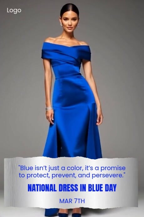 Grey Maximalist National Dress In Blue Day Poster Cartaz template