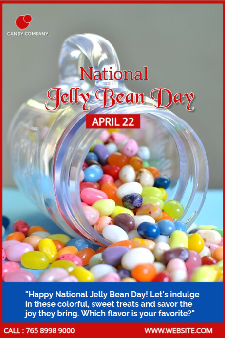 Grey Maximalist National Jelly Bean Day  Poster 海报 template