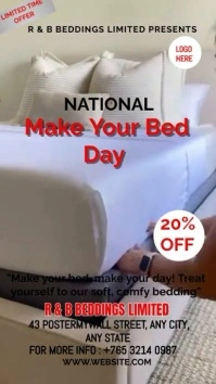 Grey Maximalist National Make Your Bed Day  D Pantalla Digital (9:16) template