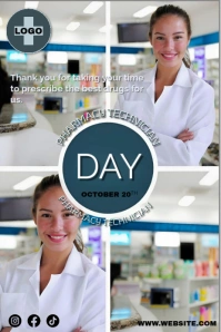 Grey Maximalist National Pharmacy Technician Day Pinterest Graphic template