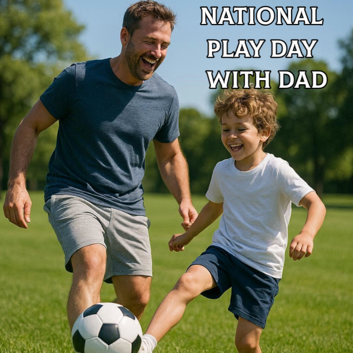 Grey Maximalist National Play Day With Dad Instagram Post template