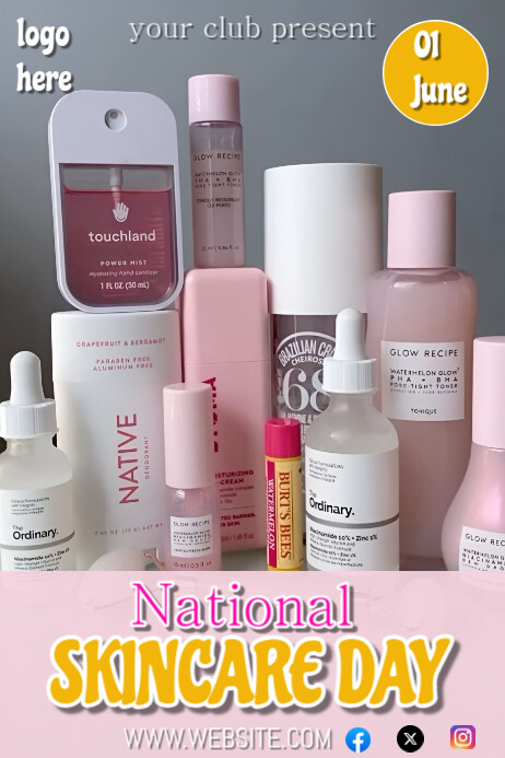 Grey Maximalist National Skincare Day  Poster Plakkaat template