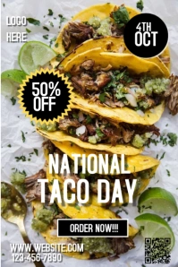 Grey Maximalist National Taco Day Design  Poster template